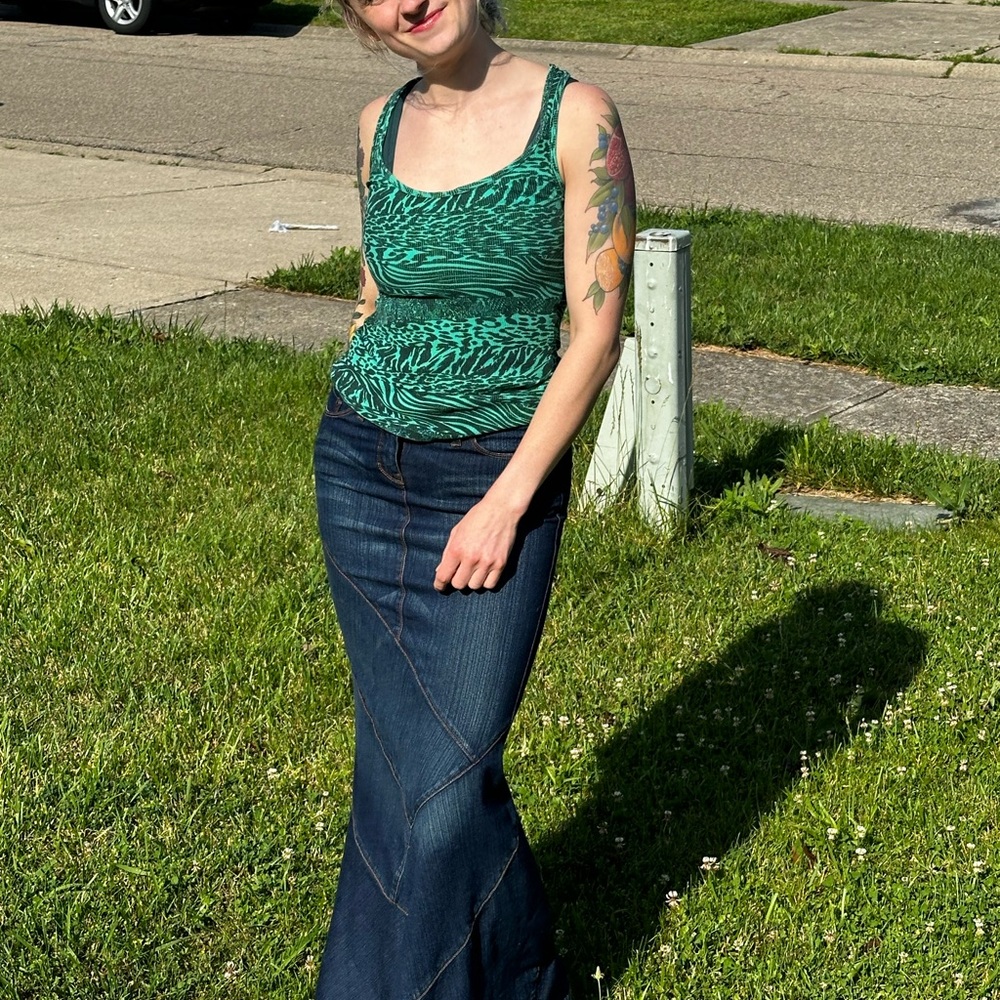 Green Animal Print Y2K Women's Tank Top